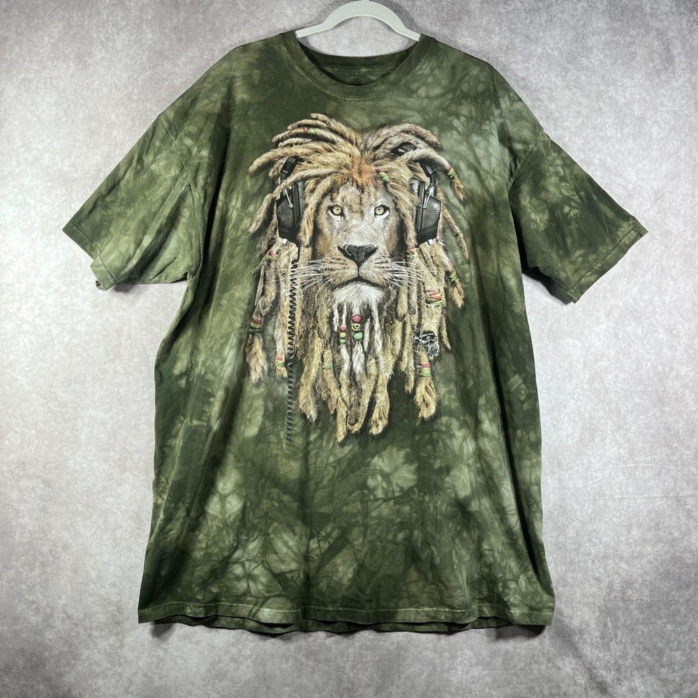 The Mountain Lion Dreads T-Shirt Mens Size XL Green Tie Dye Graphic Print Casual